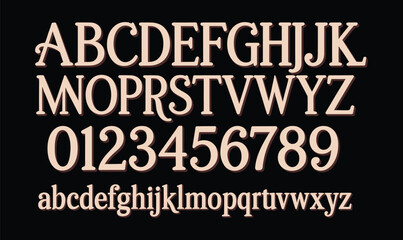 Obraz premium Elegant Vintage Serif Alphabet and Numbers Vector Set for Luxury Branding and Logo Design