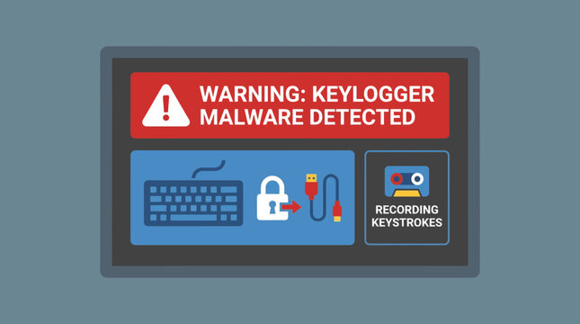 Keylogger Malware Recording Keystrokes Warning Alert