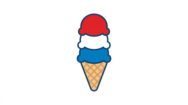 Colorful red white and blue ice cream cone illustration