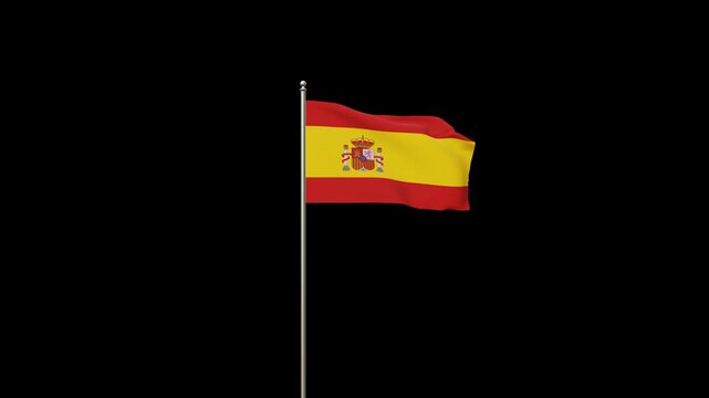 Spain National Flag on Transparent Background. Full HD. 4K