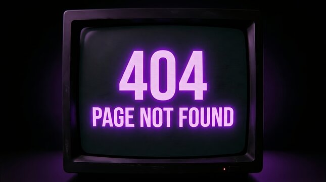 404 page not found error message displayed on an old retro television screen monitor.