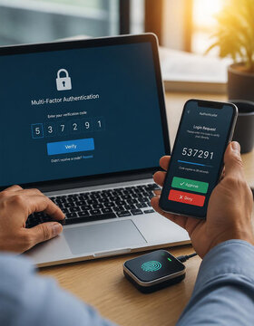 Two-Factor Authentication Security Code Approval with Biometric Fingerprint Scanner