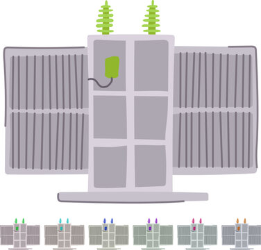 impedance electrical transformer cartoon. losses cooling, tap regulation, rectifier inverter impedance electrical transformer sign vector