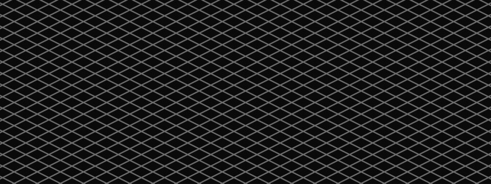 Black isometric grid background. Grid paper sheet.