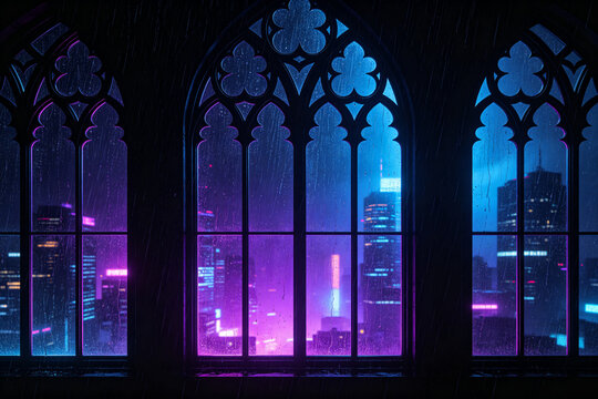 Neon Rain Glass