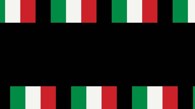 Italy Flag Black Background Frame - Moving Edge Border Seamless Loop