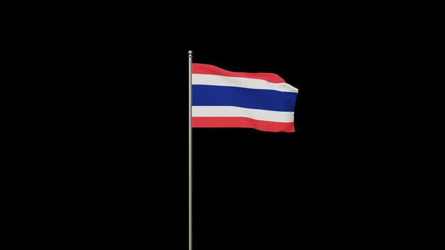 Thailand National Flag on Transparent Background. Full HD. 4K