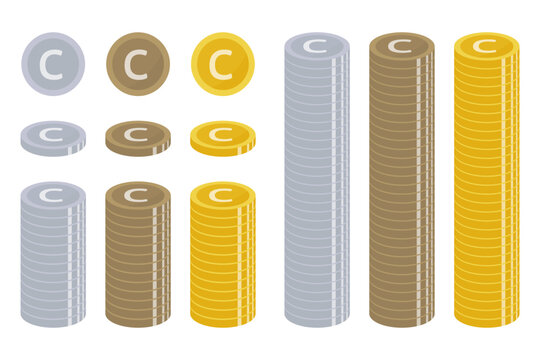 コイン　金貨　銀貨　銅貨　積み重なったお金