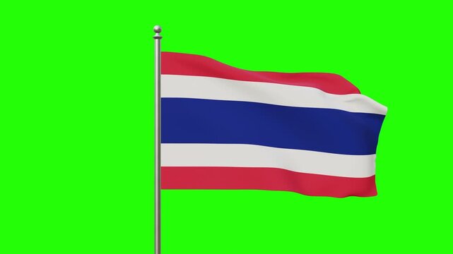 Thailand National Flag on Green Background. Full HD. 4K