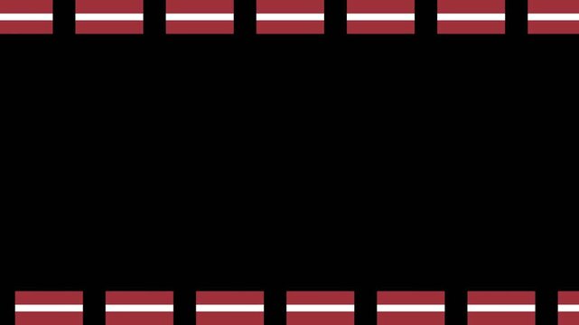 Latvia Flag Black Background Frame - Moving Edge Border Seamless Loop
