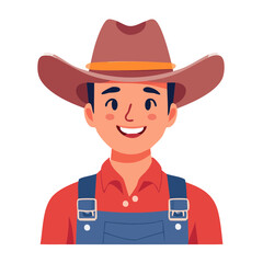 Obraz premium Cartoon cowboy in red shirt and blue overalls