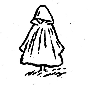 Hand Drawn Red Riding Hood Cloak Vector Line Art