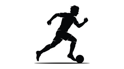 Obraz premium A soccer player sprinting while dribbling a football in dynamic silhouette for sports