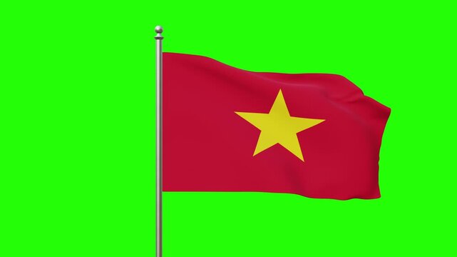 Vietnam National Flag on Green background. Full HD. 4K
