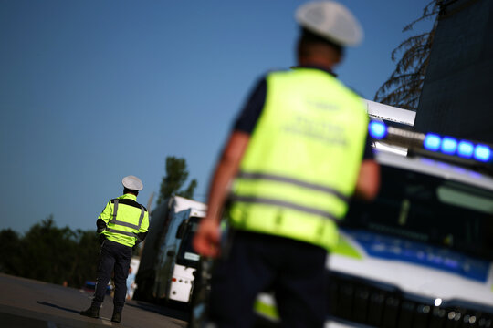 Police officers during a traffic stop