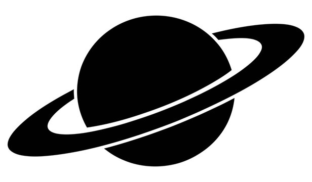 Simple planet saturn vector icon with rings for astronomy and space exploration concepts