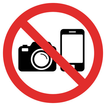 No photography and no mobile phone allowed sign vector icon for public restricted areas