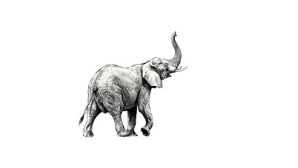 Fototapeta premium Graceful black and white elephant walking on grassy field Vector
