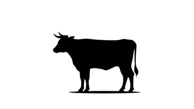 Black silhouette cow standing alone on clean background Vector