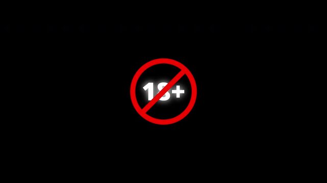 Under 18 forbidden ban icon sign animation with transparent background, Eighteen or older persons adult content 18 plus only rating animation in 4K VIDEO.
