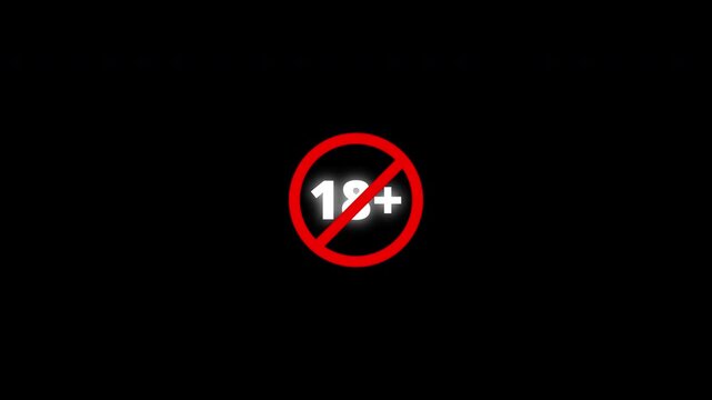 Under 18 forbidden ban icon sign animation with transparent background, Eighteen or older persons adult content 18 plus only rating animation in 4K VIDEO.
