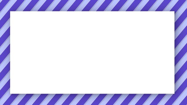 Abstract dynamic diagonal stripes motion background loop animation with empty blank white rectangular frame in center.