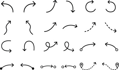Obraz premium Minimal Curved Arrow and Navigation Icons Collection