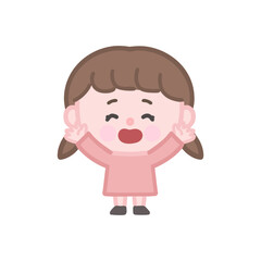 Fototapeta premium 万歳で喜ぶ女の子