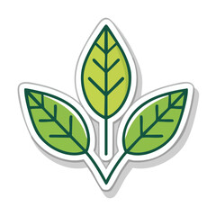 Obraz premium Three Green Leaves Icon on Transparent Background