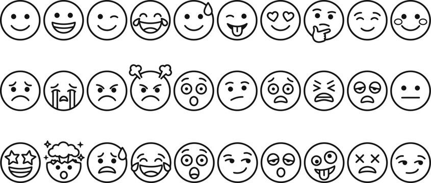 A set of various emoticon faces