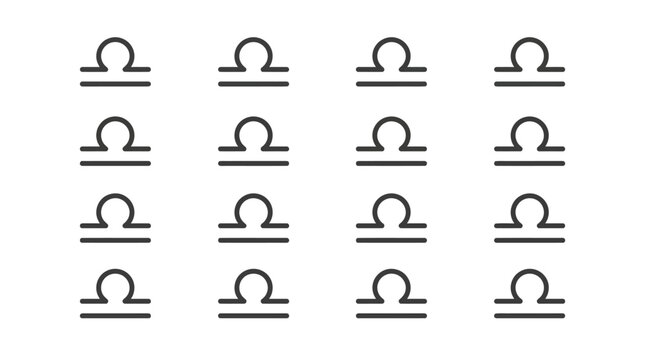 Libra zodiac sign symbols in a grid pattern against a white background