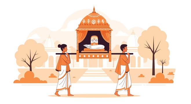 Guru purnima festival procession with guru carried in a palanquin