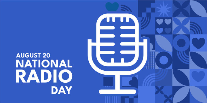 National radio day - banner, poster, vector illustration