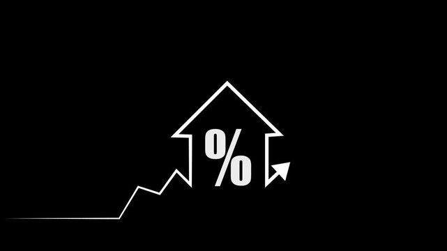 Home icon house up success arrow increase. , home building animation. home button icon.4k video.