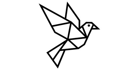 Obraz premium Minimalist geometric origami bird flying icon design Vector, illustration
