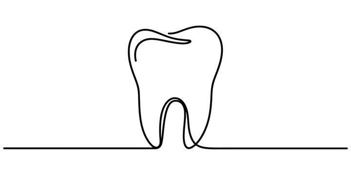 Continuous single line drawing of a human tooth Vector, illustration