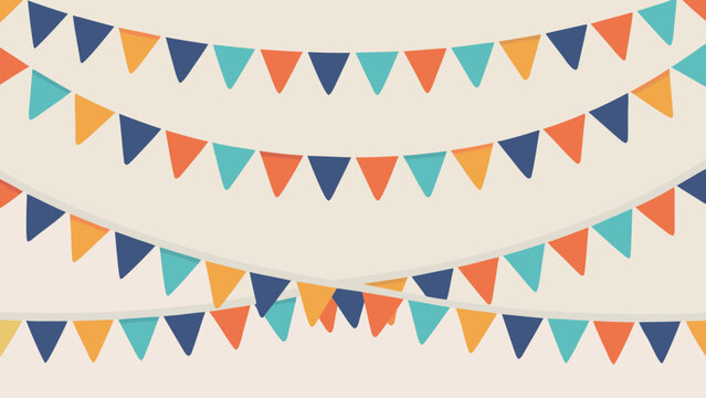 Triangular Pennant Banner Pattern With Rows Of Colorful Flags