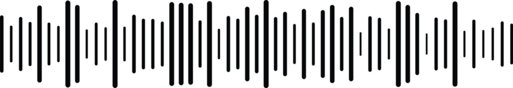 Vector sound wave pattern with black lines on white background for audio music visual representation