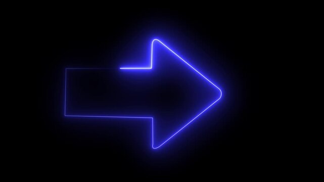 Arrow-shaped neon sign. Neon arrow symbol icon. Directional sign arrow points to the right, Abstract directional neon arrow icon animation ,neon arrow.4k video.