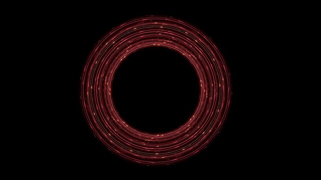 Circular abstract design featuring a mesmerizing red pattern on a black background, creating an engaging motion loop suitable for various creative projects including presentations and backgrounds