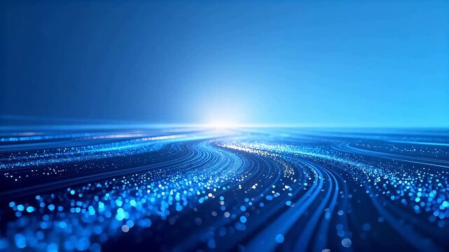 Abstract blue light particle waves