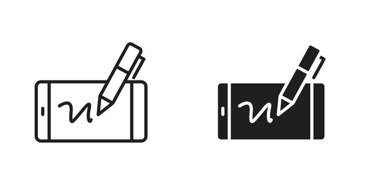 Electronic signature icon Design Illustrations. editable web icons