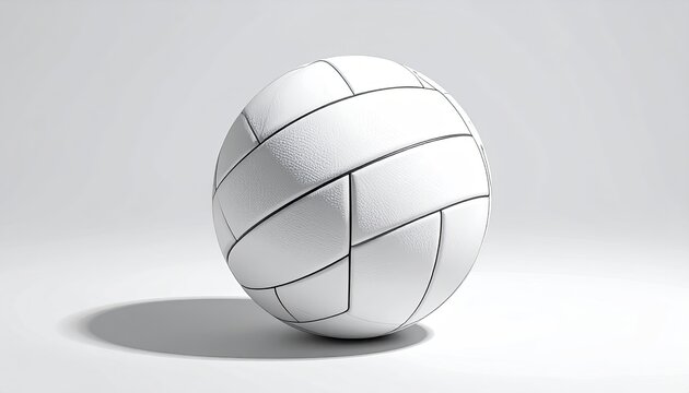 A White Volleyball Rests on a White Surface with a Shadow.