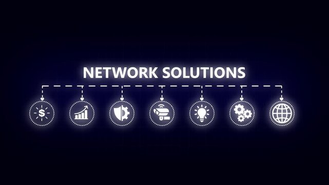Network solutions infographic animation with digital