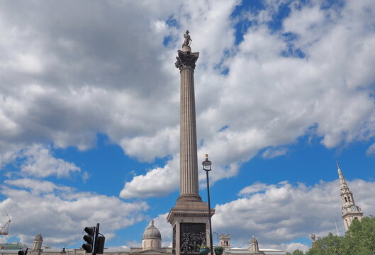 Nelson's Column is a monument in Trafalgar Square in central London built to commemorate Admiral Horatio Nelson