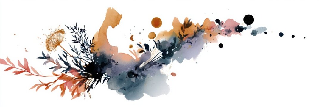 An abstract figure engaged in pregnancy journaling with botanical and celestial elements in a warm colour palette.