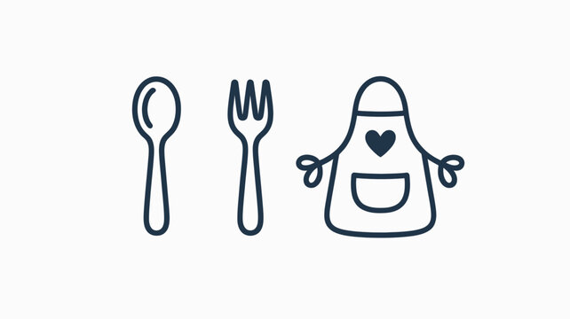 Chef with cooking utensils spoon fork apron utensils illustration preparation professional
