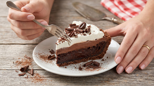 Mississippi Mud Pie Slice | Layered Chocolate Dessert | Southern Decadent Pie Slice