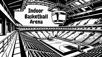 modern basketball arena prepared for competition representing professional sports facilities and event venues © samira