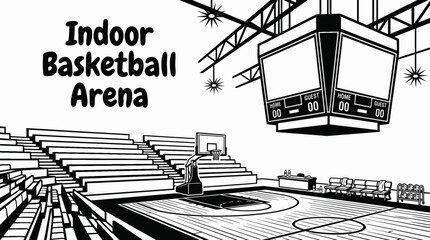 modern basketball arena prepared for competition representing professional sports facilities and event venues © samira